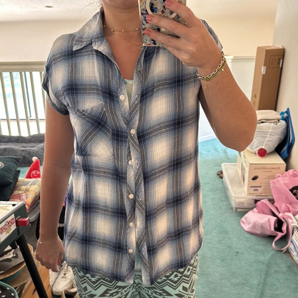 Blue Plaid Women's Top